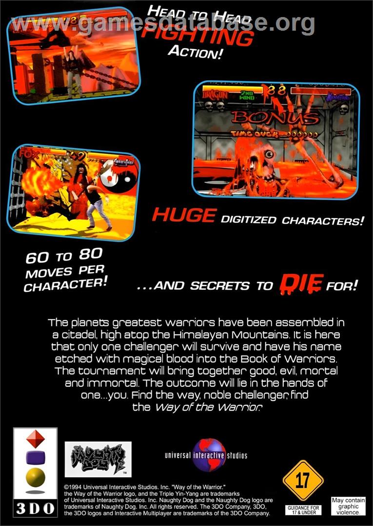 Way Of The Warrior - Panasonic 3DO - Artwork - Box Back