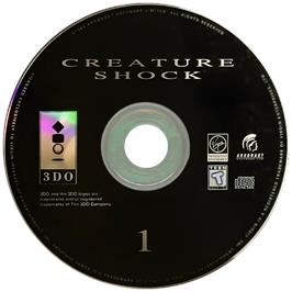Cartridge artwork for Creature Shock on the Panasonic 3DO.