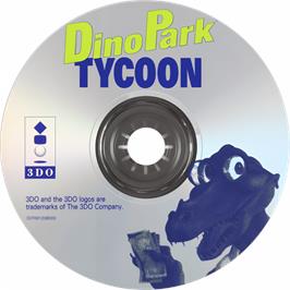 Cartridge artwork for Dinopark Tycoon on the Panasonic 3DO.