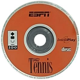 Cartridge artwork for ESPN Let's Play Tennis with Tracy Austin on the Panasonic 3DO.