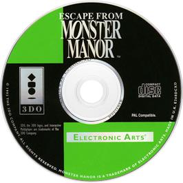 Cartridge artwork for Escape from Monster Manor on the Panasonic 3DO.