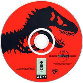 Cartridge artwork for Jurassic Park Interactive on the Panasonic 3DO.