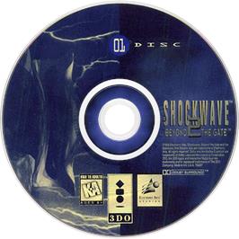 Cartridge artwork for Shock Wave 2: Beyond the Gate on the Panasonic 3DO.