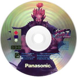 Cartridge artwork for Super Street Fighter 2 Turbo on the Panasonic 3DO.