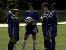 In game image of ESPN Let's Play Soccer with John Harkes and Mia Hamm on the Panasonic 3DO.