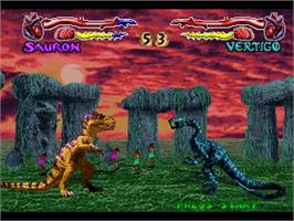 In game image of Primal Rage on the Panasonic 3DO.