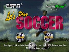 Title screen of ESPN Let's Play Soccer with John Harkes and Mia Hamm on the Panasonic 3DO.
