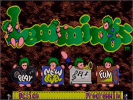 Title screen of Lemmings on the Panasonic 3DO.