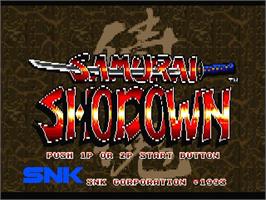 Title screen of Samurai Shodown on the Panasonic 3DO.