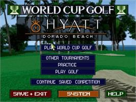 Title screen of World Cup Golf - Hyatt Dorado Beach on the Panasonic 3DO.