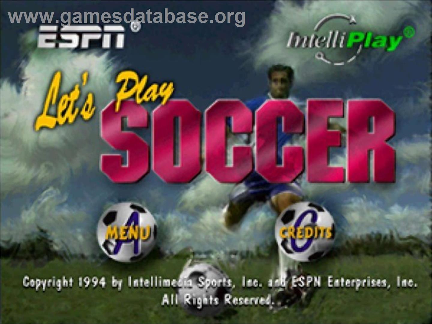 ESPN Let's Play Soccer with John Harkes and Mia Hamm - Panasonic 3DO - Artwork - Title Screen