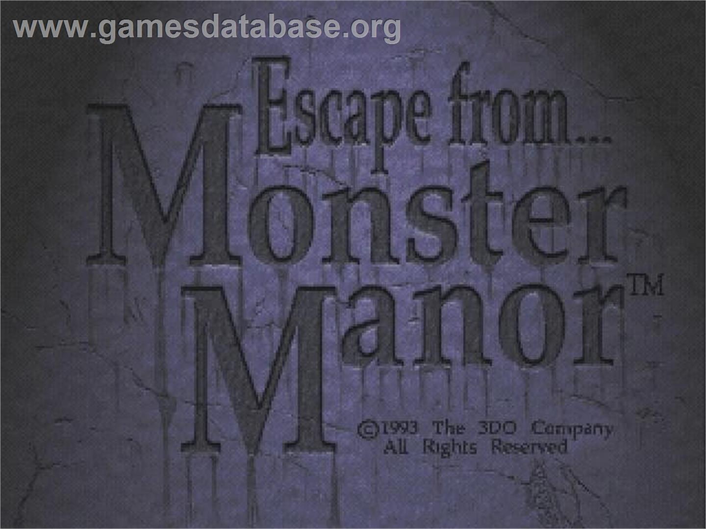Escape From Monster Manor - Panasonic 3DO - Artwork - Title Screen