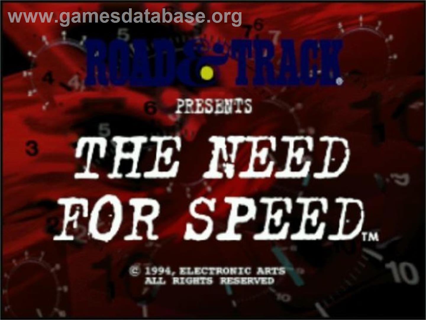 Road and Track Presents - The Need for Speed - Panasonic 3DO - Artwork - Title Screen