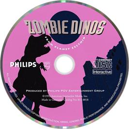 Artwork on the Disc for Zombie Dinos from Planet Zeltoid on the Philips CD-i.
