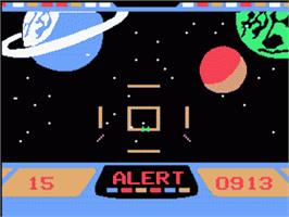 In game image of Cosmic Conflict on the Philips Videopac+.