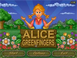 Title screen of Alice Greenfingers on the PopCap.