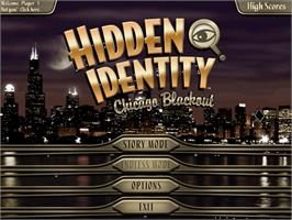 Title screen of Hidden Identity: Chicago Blackout on the PopCap.