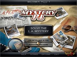 Title screen of Mystery PI: Lost In Los Angeles on the PopCap.