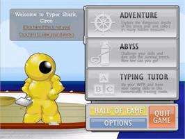 Title screen of Typer Shark Deluxe on the PopCap.