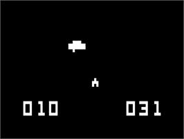 In game image of TV Arcade I: Spacewar on the RCA Studio II.