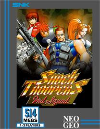 Box cover for Shock Troopers - 2nd Squad on the SNK Neo-Geo AES.