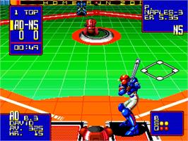 In game image of 2020 Super Baseball on the SNK Neo-Geo AES.