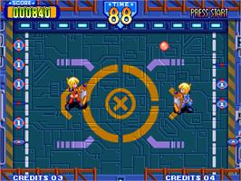 In game image of Battle Flip Shot on the SNK Neo-Geo AES.
