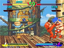In game image of Breakers on the SNK Neo-Geo AES.