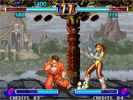 In game image of Breakers Revenge on the SNK Neo-Geo AES.