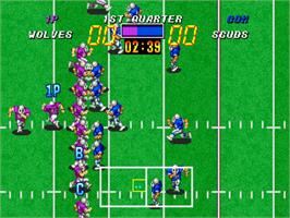 In game image of Football Frenzy on the SNK Neo-Geo AES.