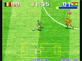 In game image of Goal! Goal! Goal! on the SNK Neo-Geo AES.