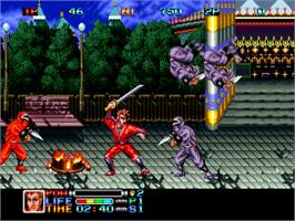 In game image of Ninja Combat on the SNK Neo-Geo AES.
