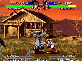 In game image of Ninja Master's - Haoh-ninpo-cho on the SNK Neo-Geo AES.