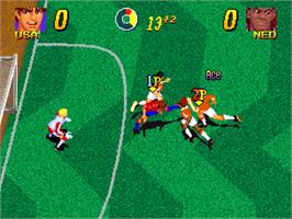 In game image of Pleasure Goal on the SNK Neo-Geo AES.