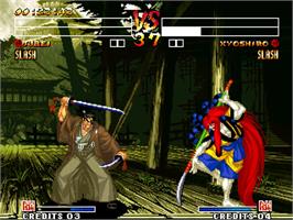 In game image of Samurai Shodown 4 on the SNK Neo-Geo AES.