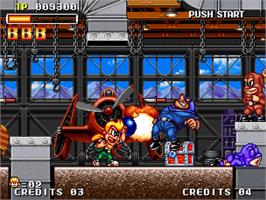 In game image of Spin Master on the SNK Neo-Geo AES.