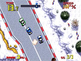 In game image of Thrash Rally on the SNK Neo-Geo AES.