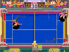 In game image of Windjammers on the SNK Neo-Geo AES.