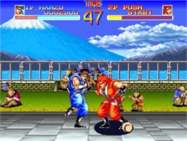 In game image of World Heroes on the SNK Neo-Geo AES.