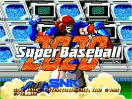 Title screen of 2020 Super Baseball on the SNK Neo-Geo AES.