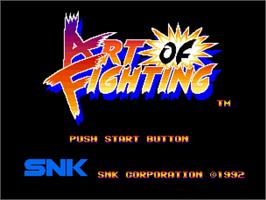 Title screen of Art of Fighting on the SNK Neo-Geo AES.