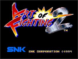 Title screen of Art of Fighting 2 on the SNK Neo-Geo AES.