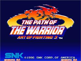 Title screen of Art of Fighting 3 - The Path of the Warrior on the SNK Neo-Geo AES.