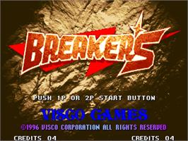 Title screen of Breakers on the SNK Neo-Geo AES.
