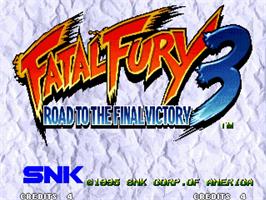 Title screen of Fatal Fury 3 - Road to the Final Victory on the SNK Neo-Geo AES.