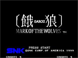 Title screen of Garou - Mark Of The Wolves on the SNK Neo-Geo AES.