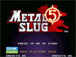 Title screen of Metal Slug 5 on the SNK Neo-Geo AES.
