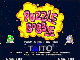 Title screen of Puzzle Bobble on the SNK Neo-Geo AES.