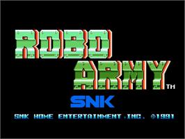 Title screen of Robo Army on the SNK Neo-Geo AES.