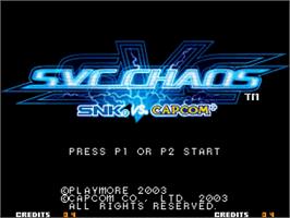 Title screen of SNK vs. Capcom - SVC Chaos on the SNK Neo-Geo AES.